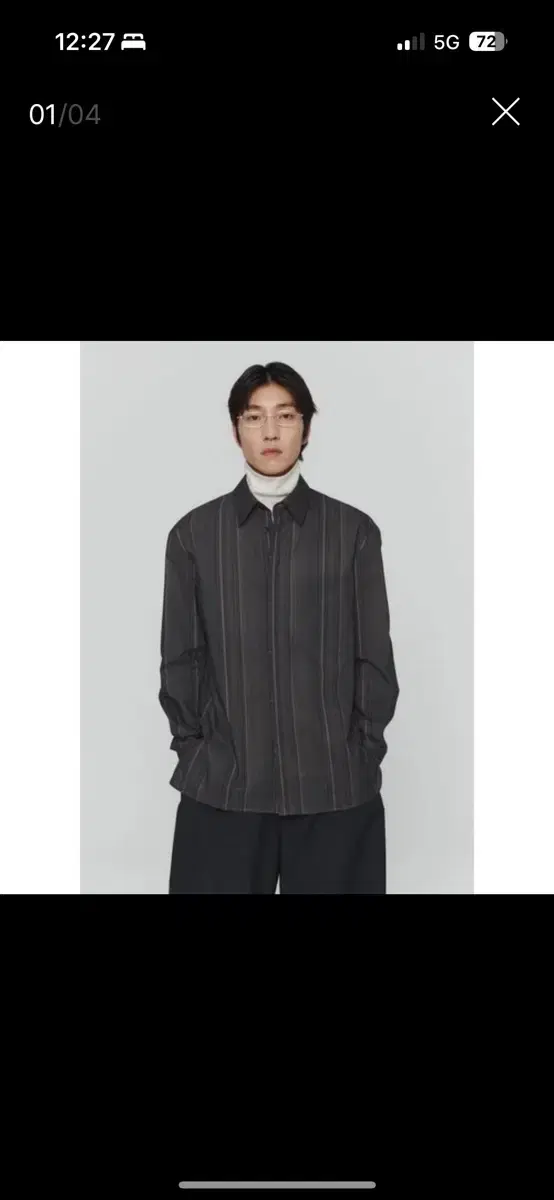 아모멘토 셔츠 L 사이즈 24FW STRIPE SQUARE POCKET